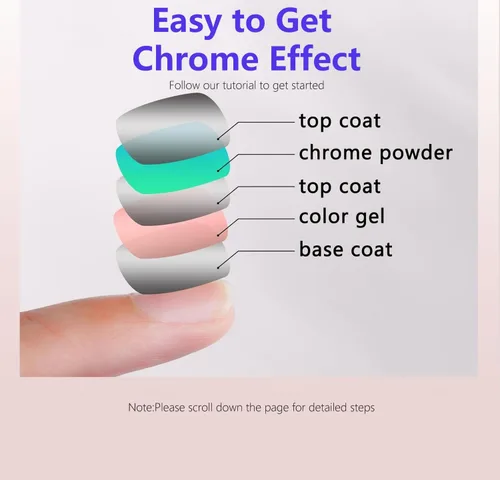 Miniatura 5 de 6 polvos de uñas cromados, efecto espejo, blanco perla cromada láser, polvo de dona esmaltado