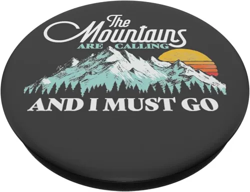 Miniatura 2 de Mountains Are Calling & I Must Go Retro 80s Vibe Graphic PopSockets intercambiables PopGrip