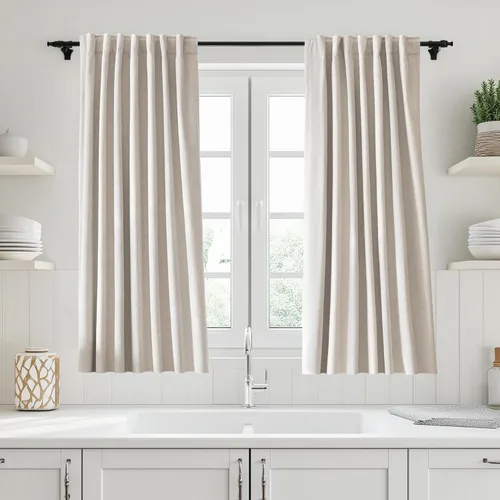 Miniatura 74 de UHITECH Cortinas cortas de lino de 24 pulgadas de largo para ventanas pequeñas de granja, cortinas opacas modernas para sala de estar, pestañas