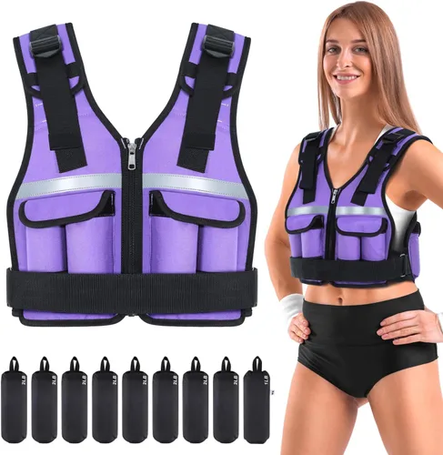 Miniatura 11 de Sportneer Chaleco con Peso Ajustable Pesos: 2-18 lbs/2-40 lbs Chaleco de Peso Lavable para Caminar 16 en 1 Chaleco de Ajuste Rápido para Rucking