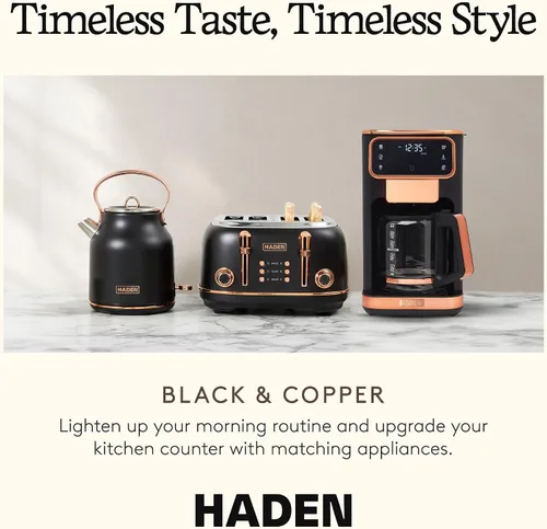 Miniatura 5 de Haden Cafetera caliente y helada de 12 tazas con 120 minutos para mantener el calor, retrasar la preparación, fuerza ajustable, reloj programable