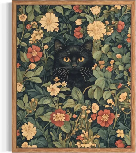 Miniatura 43 de Póster de Arte de Luna Llena, Estilo William Morris Retro de Mediados de Siglo Botánico Victoriano Academia Oscura Decoración Gótica Galería 10a