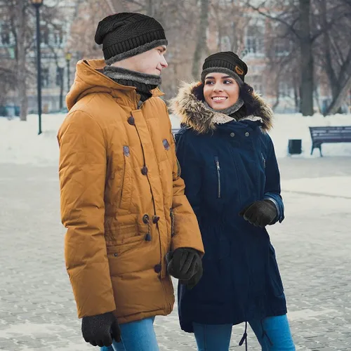 Miniatura 6 de Winter Hat Scarf Glove Set - Fleece Warm Knit Neck Warmer Beanie Cap Mittens