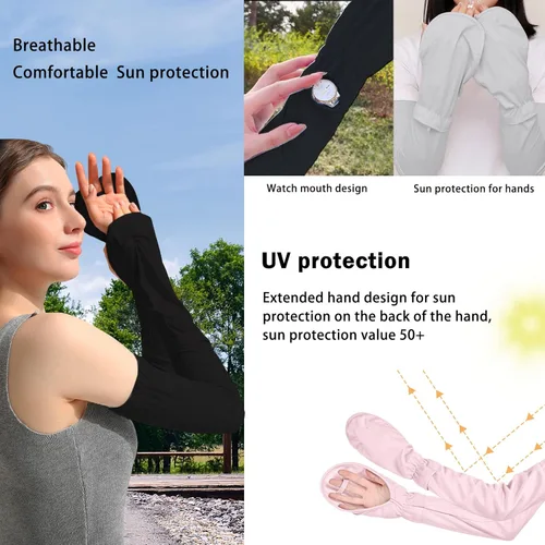 Miniatura 6 de Mangas de sol sin dedos para conducir, manga ajustable con guantes, protección UV, cubierta de brazo de refrigeración para jardinería Azul