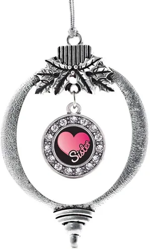 Miniatura 166 de Inspired Silver - Twin One - Adorno festivo de Navidad de plata - Adorno festivo de árbol de Navidad con dije de círculo y circonita cúbica