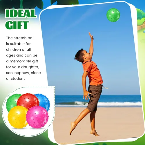 Miniatura 4 de Lenwen 200 bolas Knobby para niños de 6.3 pulgadas, bolas suaves y rebotantes a granel para niños pequeños, juguetes sensoriales inflables con bomba