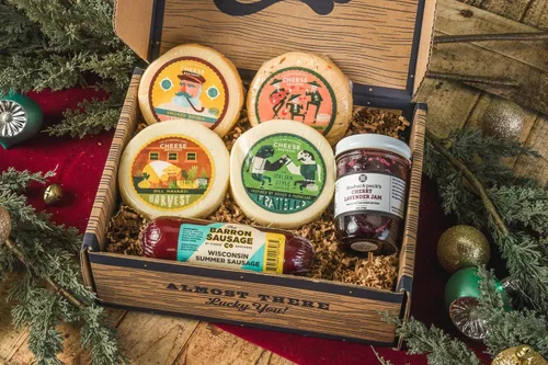 Miniatura 25 de Caja de regalo de Cheese Bros. Brotherhood Fresco de Wisconsin Surtido de Gouda, Havarti, Mozzarella y Fratello Gran idea de regalo de comida