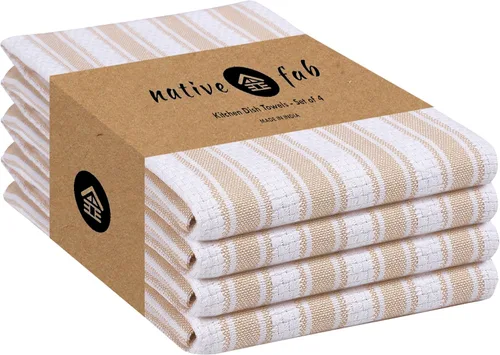 Miniatura 21 de Native Fab Toallas de Cocina a Rayas - 100% Algodón - Paquete de 12 - 16"x26" - Paños de Té a Rayas con Tejido de Cesta, Paños de Cocina para Secar