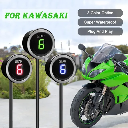 Miniatura 3 de Indicador de engranaje redondo de motocicleta para Kawasaki Versys 650 1000 Er6n Er6f Ninja300 z250 z800 Z1000 Ecu Plug LED pantalla digital Azul