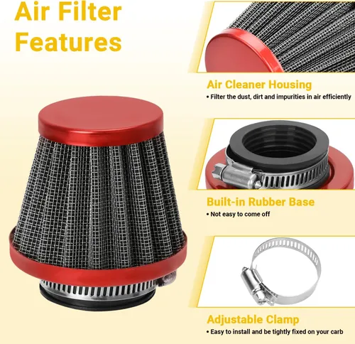 Miniatura 2 de HIAORS Filtro de aire de 35 mm para motocicleta, compatible con 50 cc, 70 cc, 90 cc, 110 cc, 125 cc, para Coolster, Tao Tao, Sunl, Apollo, Roketa