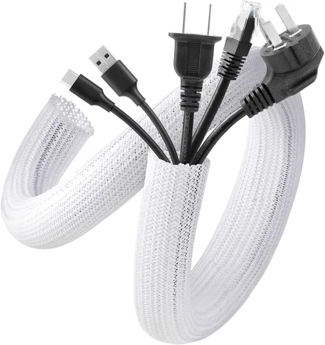 AGPTEK Funda Protectora para Cables, 10 pies - 1 pulgada Organizador de Cables de Gestión de Cordones Bajo el Escritorio, Cubierta de Cables de