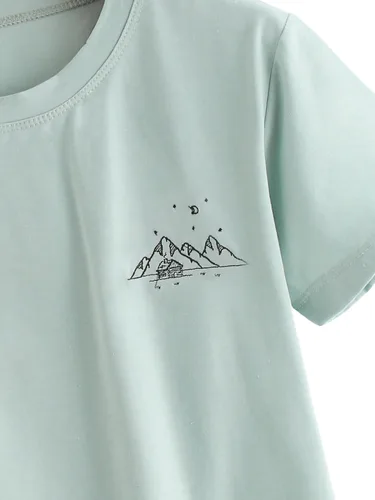 Miniatura 3 de MakeMeChic - Camisetas de manga corta casuales con estampado de letras para mujer