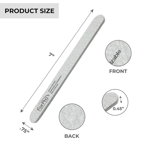 Miniatura 11 de ForPro Professional Collection ForPro Zebra Tabla de Espuma, Grano 80/80, Lima de Uñas de Manicura de Doble Cara, 7 pulgadas L x 0.75 pulgadas A