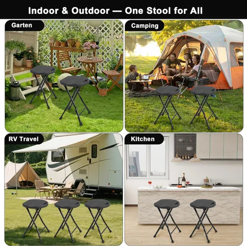 Miniatura 5 de COOZMENT Taburete plegable con asa, taburete de campamento portátil resistente de 550 libras, taburete plegable con pies antideslizantes