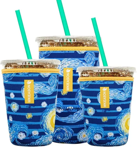 Funda aislante de café helado reutilizable para bebidas frías y fundas de neopreno para tazas de café frío, funda más fría de 16 a 32 onzas para
