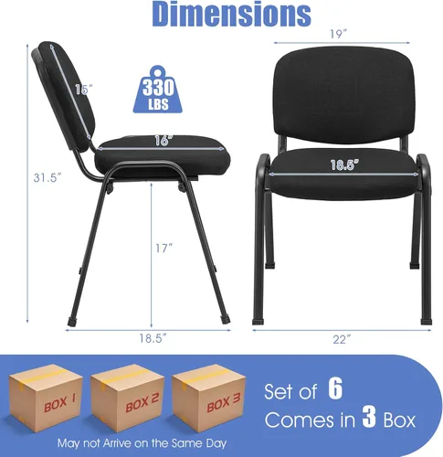 Miniatura 3 de Tangkula Juego de 2 sillas de sala de conferencias, sillas apilables para invitados de oficina con respaldo y asiento tapizados, sillas ergonómicas
