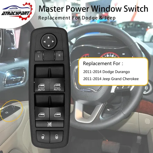 Miniatura 4 de Interruptor maestro de ventanilla eléctrica 3 PINES + 8 PINES Verificación requerida Reemplazo para Dodge Durango 2011 – 2014, Jeep Grand