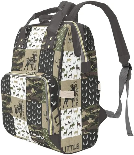 Miniatura 4 de XOZOTY Antler Man Woodland - Bolsas de pañales de camuflaje con nombre impermeable para mamá, mochila de lactancia, bolsas de bebé, regalos