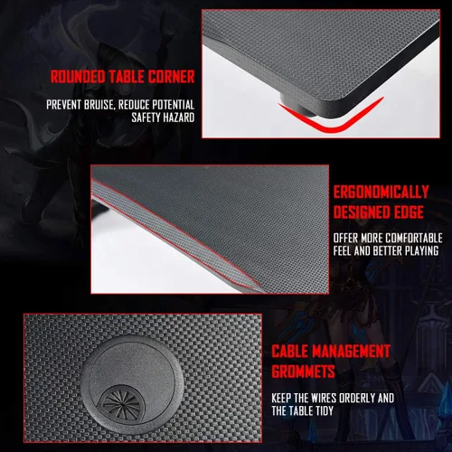 Miniatura 8 de Tangkula Escritorio para videojuegos, escritorio ergonómico en forma de Z, escritorio de juegos para deportes electrónicos con portavasos y soporte