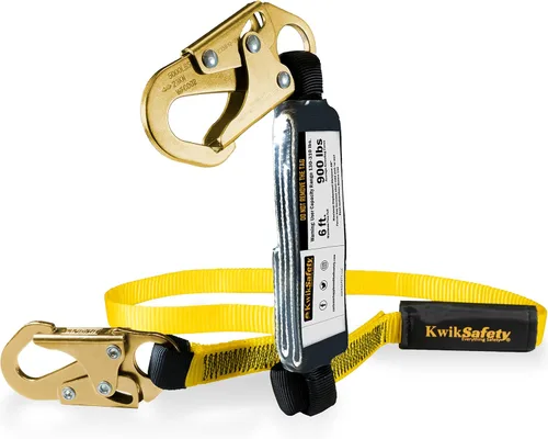 KwikSafety – Familia rattler, incluye 2 paquetes, 4 paquetes, combo, kit | Cordón de seguridad de una sola pierna con amortiguador interno, anclaje