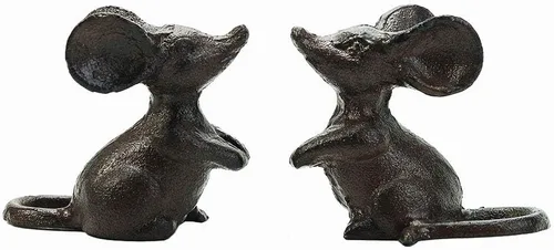 Sungmor Adorno de ratón lindo de hierro fundido, estatuas decorativas y encantadoras para interiores y exteriores, interesante escultura de
