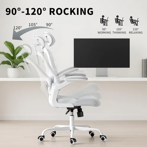 Miniatura 5 de NicBex Silla ergonómica para juegos de oficina con soporte lumbar ajustable, silla de computadora de malla transpirable para mujeres y hombres