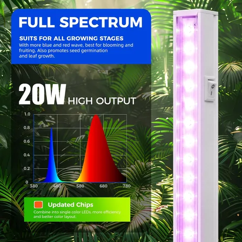 Miniatura 4 de Barrina Luces de cultivo T5 para plantas de interior, espectro completo, 4 pies 160 W (8 x 20 W), tira de luz LED de cultivo para inicio de Rosa