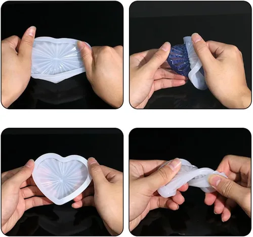 Miniatura 4 de Moldes de resina de caja, caja de almacenamiento de silicona con tapa, caja de joyería en forma de corazón, molde de fundición de resina epoxi