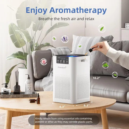 Miniatura 7 de AromaRoom Purificadores de Aire para Dormitorio, Purificadores de Aire Hepa para Hogar Olor de Orina de Mascotas con Aromaterapia, Limpiador de Aire
