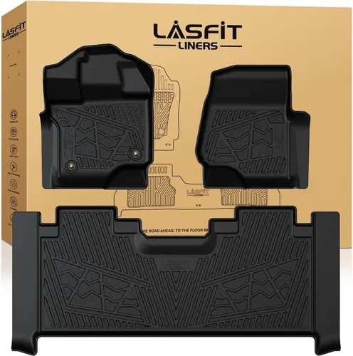 Miniatura 15 de LASFIT Alfombrillas para Ford F-150 2011-2014 SuperCrew, alfombra de la fila delantera con consola de flujo continuo, protector para todo
