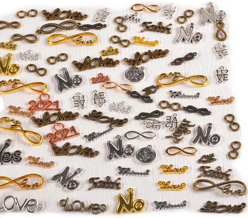 Miniatura 20 de stino - Abalorios de metal para hacer joyas 100 gramos, lote de adornos tibetanos en plata y bañados en oro para hacer joyas de collar, aretes