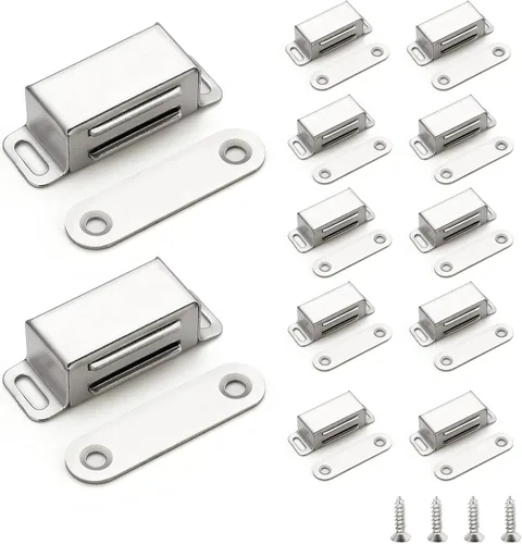 Miniatura 12 de Ravinte - Paquete de 8 cierres magnéticos para puerta en negro, imanes de gabinete negro mate, cierre magnético fuerte para gabinetes de cocina