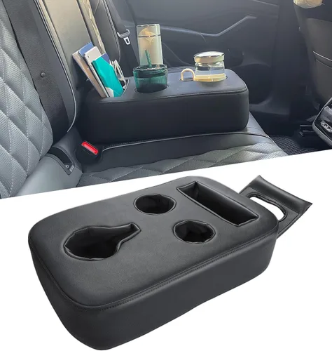 Miniatura 10 de Portavasos de Coche Mejorado con Correas de Seguridad Duales, Portavasos para Asiento Trasero de Coche, Portavasos de Camión de Cuero PU