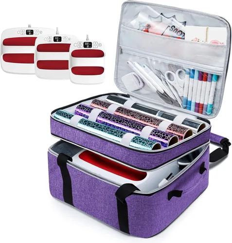 Miniatura 9 de MYBAGZING Funda de transporte de doble capa compatible con Cricut EasyPress 2 (9 x 9), bolsa de prensa térmica resistente, funda de almacenamiento