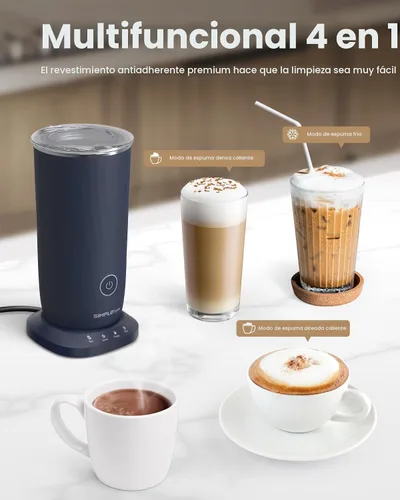 Miniatura 4 de SIMPLETASTE Espumador de leche, espumador de leche eléctrico 4 en 1 y vaporizador, máquina automática de espuma fría y cálida y calentador de leche