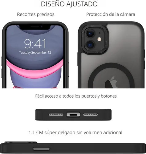 Miniatura 2 de BENTOBEN Funda para iPhone 11, Funda de teléfono para iPhone 11 Funda Magnética [Compatible con Mag Safe] Translúcida Mate Delgada Resistente a Negro