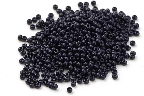 Craftdady 5300 cuentas redondas de cristal 11/0 de 0.091 in pequeñas cuentas espaciadoras de poni sueltas negras para tejer pulseras de cuentas,