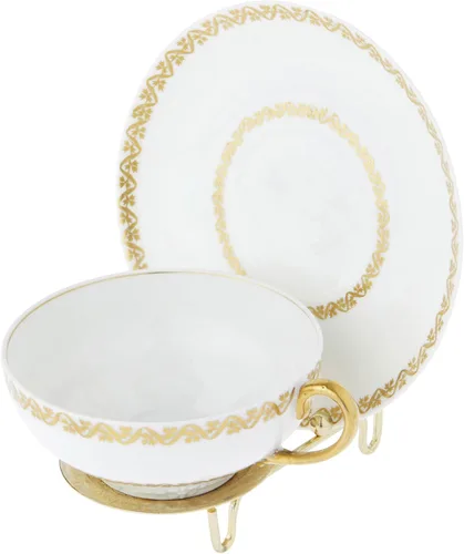 Miniatura 3 de Bard's Soporte para taza y platillo en tono dorado brillante, 3 pulgadas de alto x 2.75 pulgadas de ancho x 4 pulgadas de profundidad