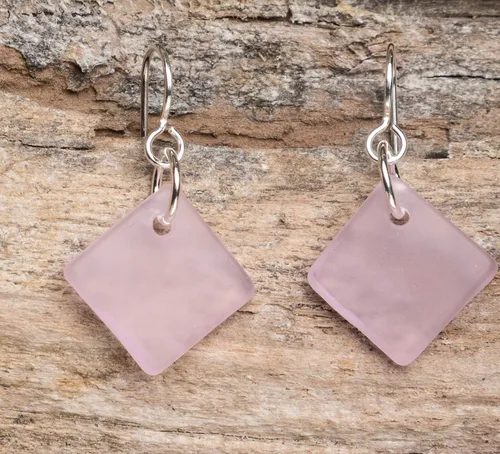 Miniatura 15 de Delicate Diamond Sea Glass Earrings, Beach Glass Earrings for Women by EcoSeaCo, using sustainable, recycled and repurposed material. Handmade