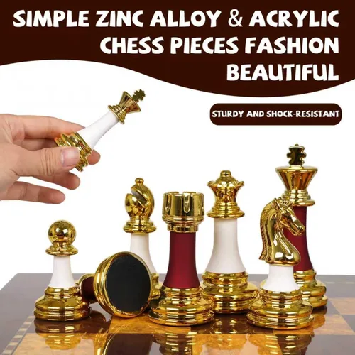 Miniatura 3 de Juego de ajedrez grande de 15 pulgadas para adultos y niños, piezas de ajedrez acrílicas y aleación de zinc con peso con tablero de ajedrez