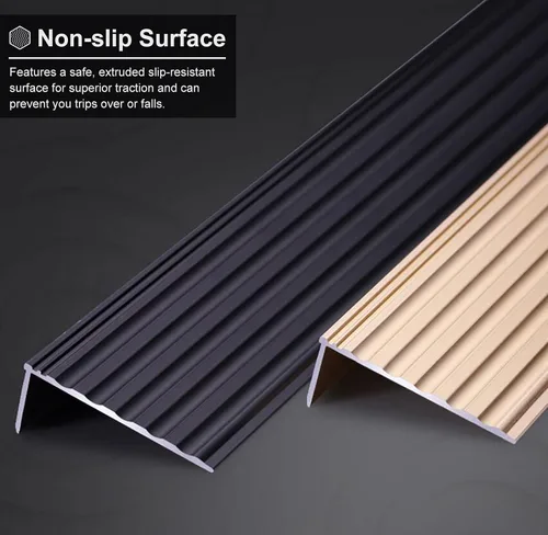 Miniatura 4 de ZIMGOD Tira protectora de borde de metal, borde antideslizante para escaleras, umbral de tira de transición en forma de L, borde de vinilo laminado
