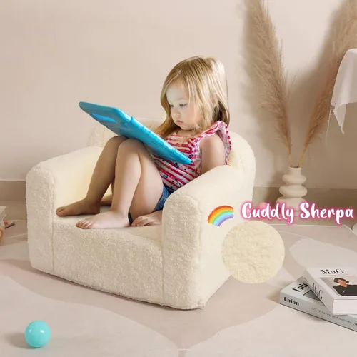 Miniatura 4 de MOMCAYWEX Silla de Sherpa Suave y Acogedora para Niños, Silla de Espuma Acogedora para Niños Pequeños para Niños y Niñas, Crema