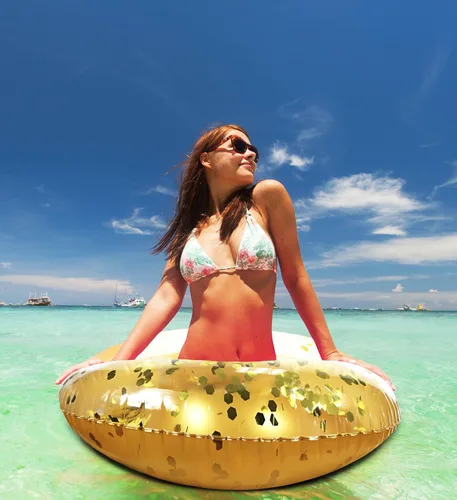 Miniatura 5 de POZA Paquete inflable para casa completa – Tubo flotante de 36 pulgadas con confeti brillante de alta calidad, bolas de playa de 16 pulgadas, fideos