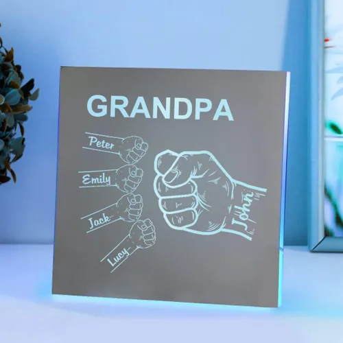 Miniatura 7 de Espejo personalizado con nombre del puño, letrero del día del padre, espejo acrílico personalizado de 1 a 10 nombres, espejo de pared para abuelo