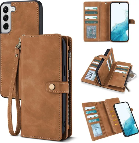 Miniatura 27 de TwoHead Funda tipo cartera para Samsung Galaxy S22 Ultra con tarjetero y funda magnética desmontable, funda de cuero con protección completa