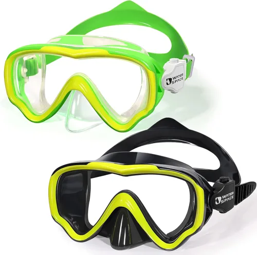 Water Space Kids Swimming Goggles Swim Mask with Nose Cover for Kids Youth 3-15, Anti-Shattered Lens UV Protection No-leak Verde y amarillo (paquete