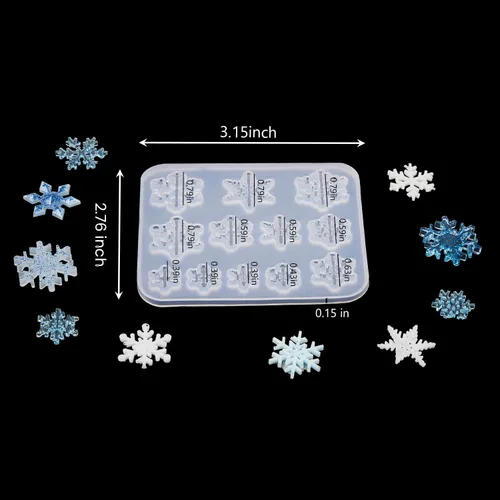 Miniatura 3 de Patelai 3 moldes de resina de copo de nieve de 17 tamaños variables, moldes de resina epoxi de silicona para fondant de invierno, velas