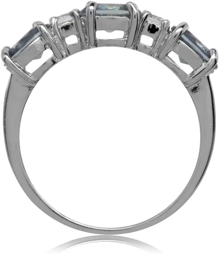 Miniatura 4 de Silvershake 3 Stone White Gold Plated 925 Sterling Silver Ring