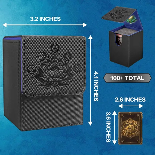 Miniatura 3 de PROMAXIBINDER MTG Commander Caja de Baraja, Cabe 100+ Cartas con Fundas Individuales, Caja de Baraja Magic Gathering con Imán Fuerte, Caja de B-black