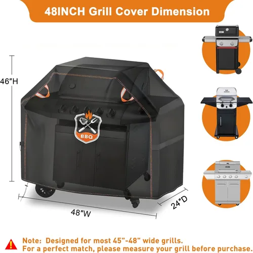 Miniatura 2 de Funda universal para parrilla de 48 pulgadas para parrilla al aire libre, impermeable, resistente a la intemperie, resistente a la decoloración